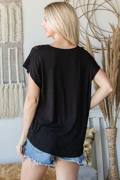 Short Sleeve V Neck Top