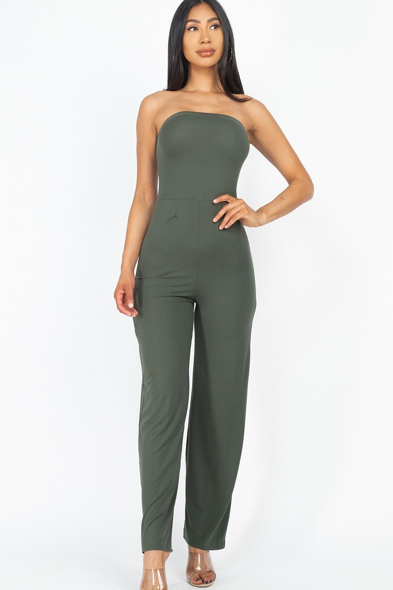 Dragonfly Lane Boutique Solid Strapless Jumpsuit