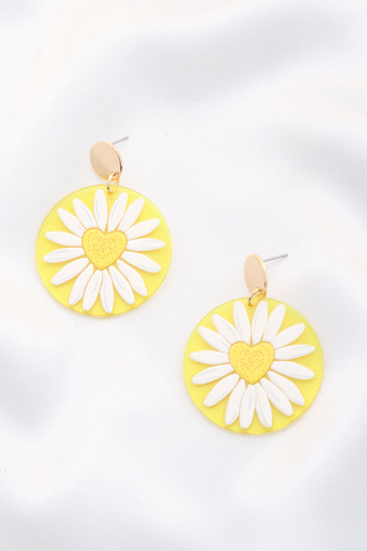 Daisy Printed Round Ac Drop Earring