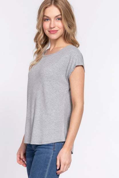 Short Dolman Slv Rib Knit Top