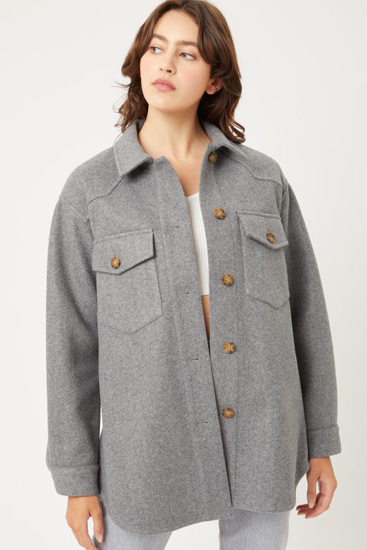 Jq Fleece Oversized Shacket, chic and versatile piece