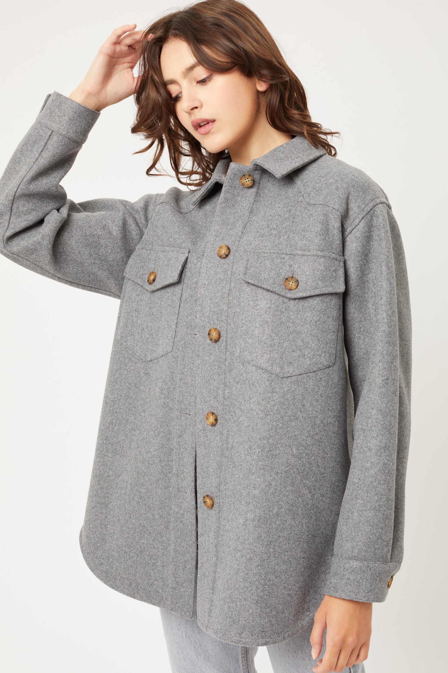 Jq Fleece Oversized Shacket, chic and versatile piece