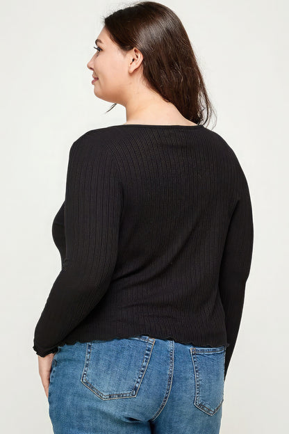 Solid Ribbed Pointelle Cardigan, a cozy, high-quality fabric