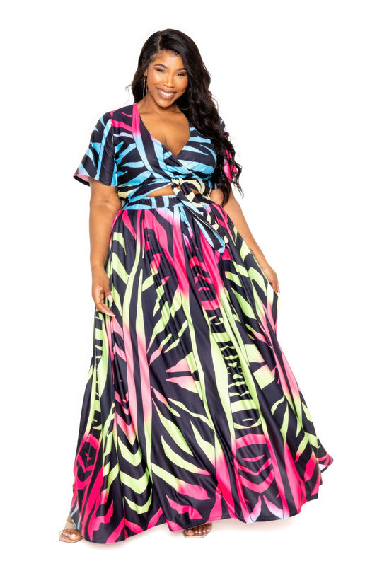 Ombre Animal Maxi Skirt & Top Set, a touch of wild charm