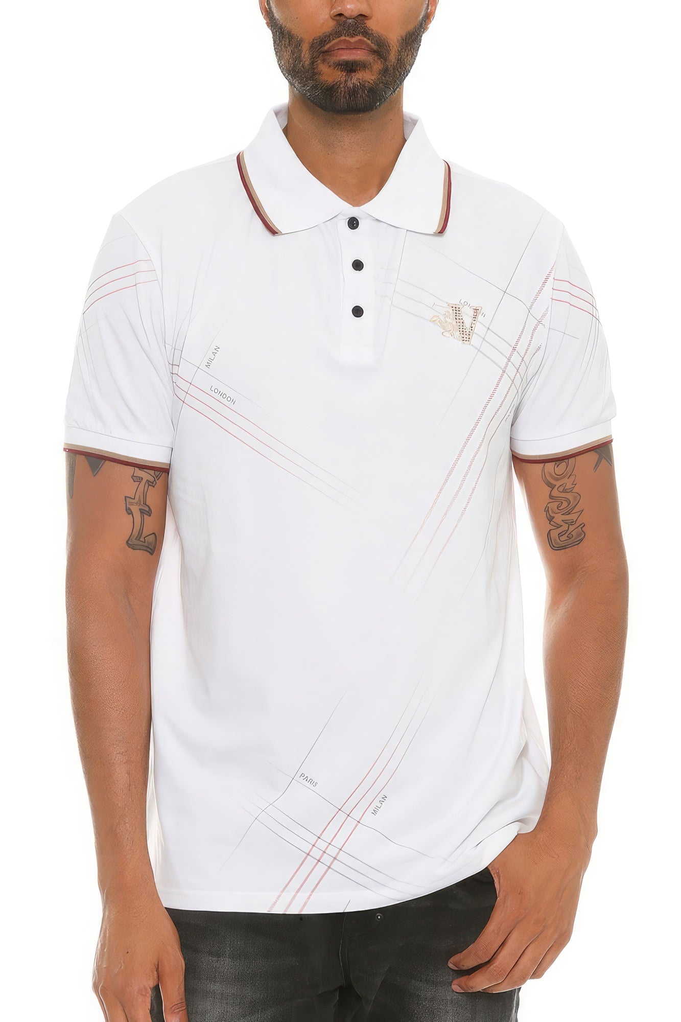 Dragonfly Lane Boutique Introducing our Version Couture Polo Button Down Shirt—a men's short sleeve polo shirt that embodies Italian fashion at its finest. Elevate your style with this meticulously crafted piece featuring a button-down design, flat knit collar, and exquisite det SALE