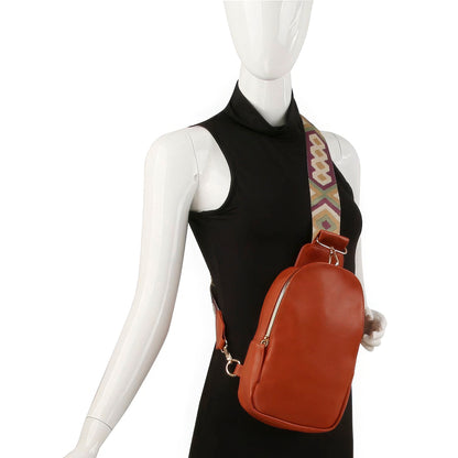 Smooth Zipper Sling Crossbody With Guitar Strap