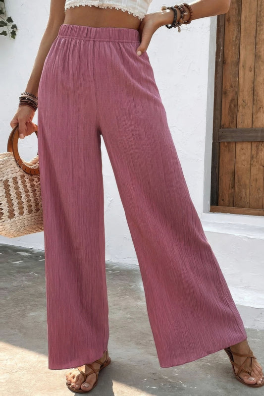 Textured Wide Leg Palazzo Pants, with high-quality materials