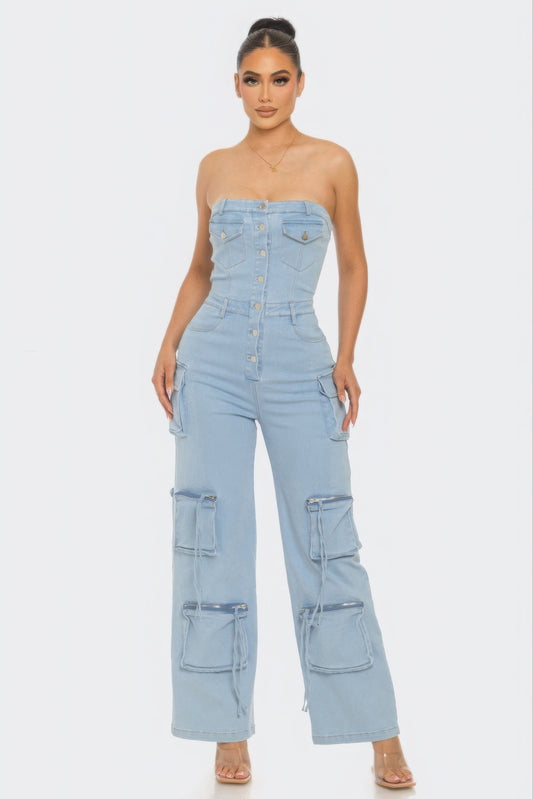 Stretch Denim Jumpsuit, combines style and comfort