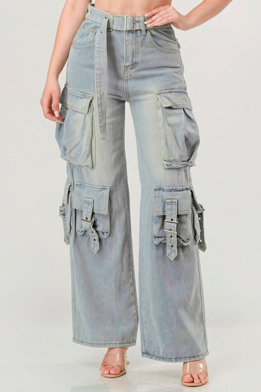 Belted Denim Cargo Jean, a contemporary blend of utility and style