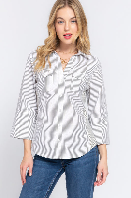 Long Slv Y/d Stripe Woven Shirt, high-quality materials, a classic striped design