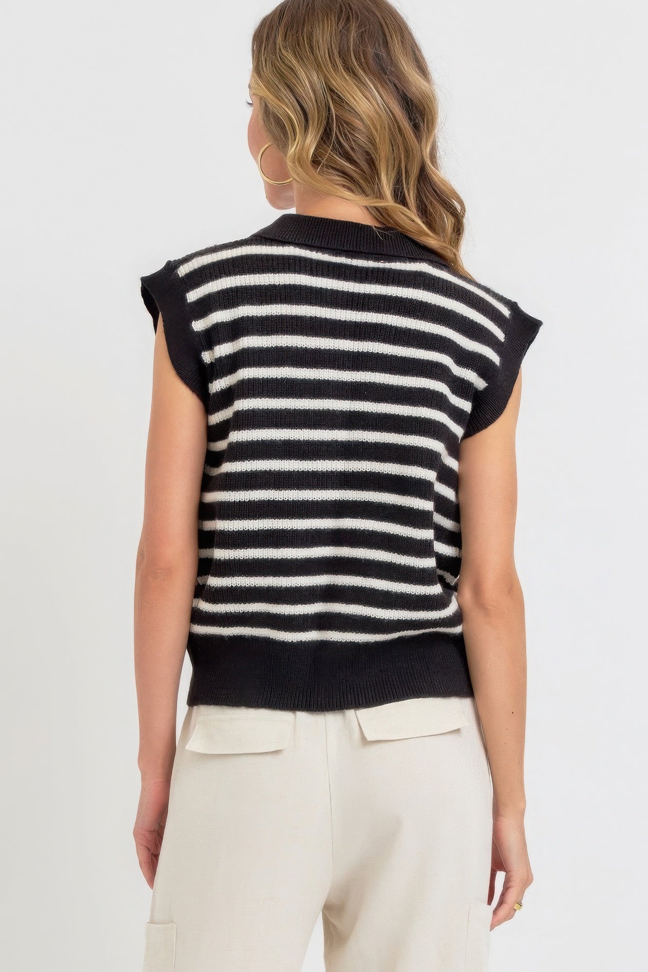 Flower Patch Stripe Knit Top, stylish and versatile top