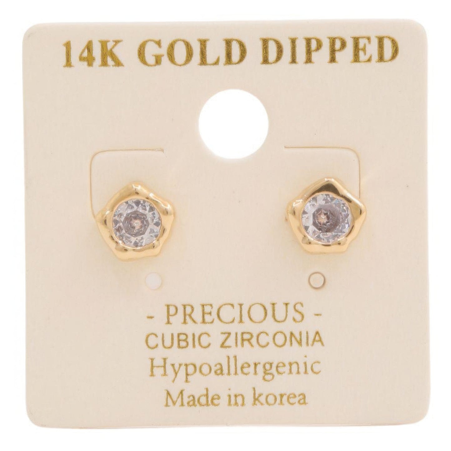 14k Gold Dipped Cz Stone Stud Earring & timeless