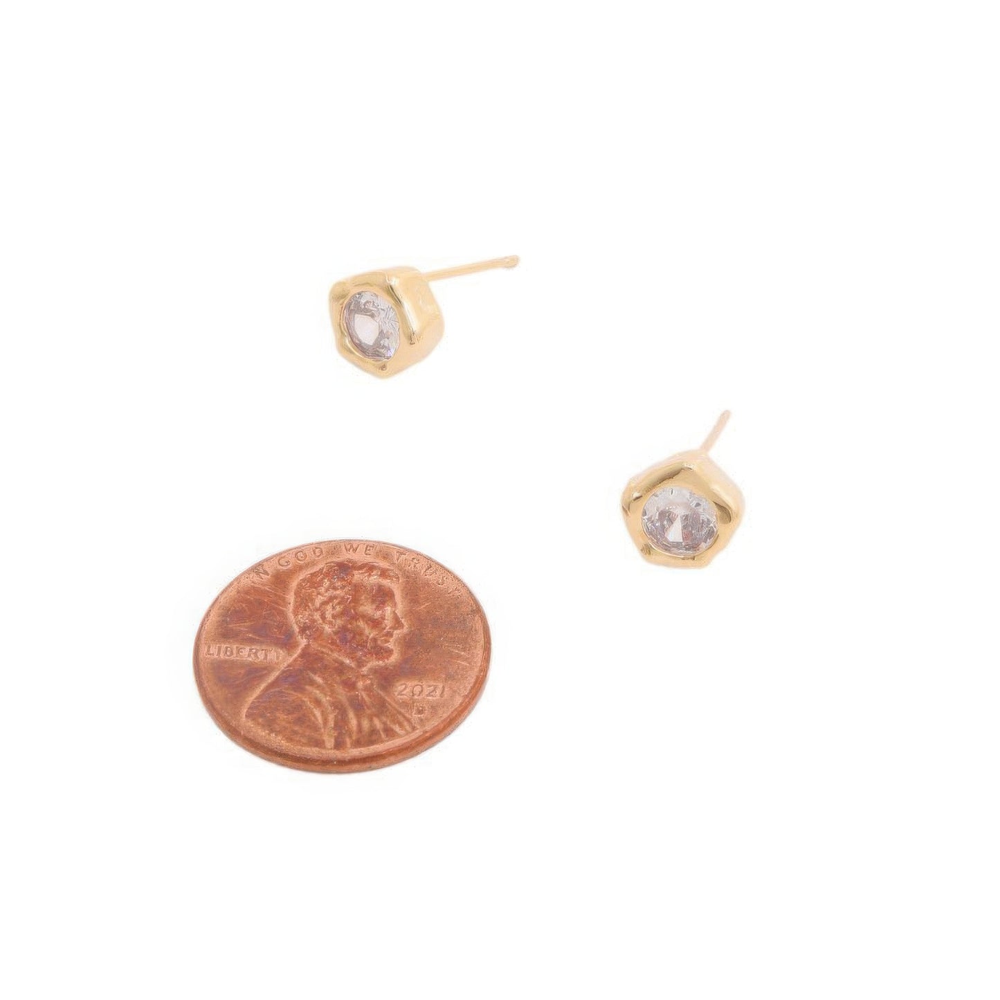 14k Gold Dipped Cz Stone Stud Earring & timeless