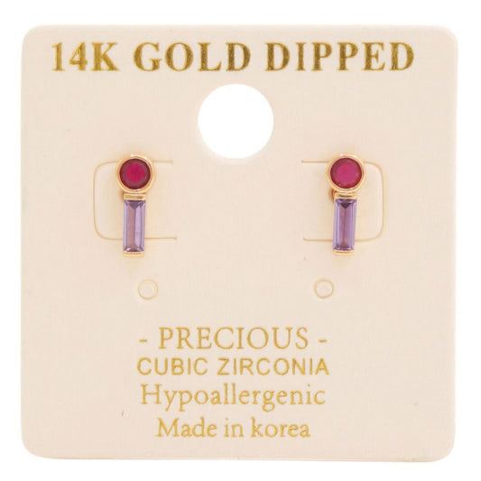 14k Gold Dipped Cz Stone Stud Earring, you'll look stunning