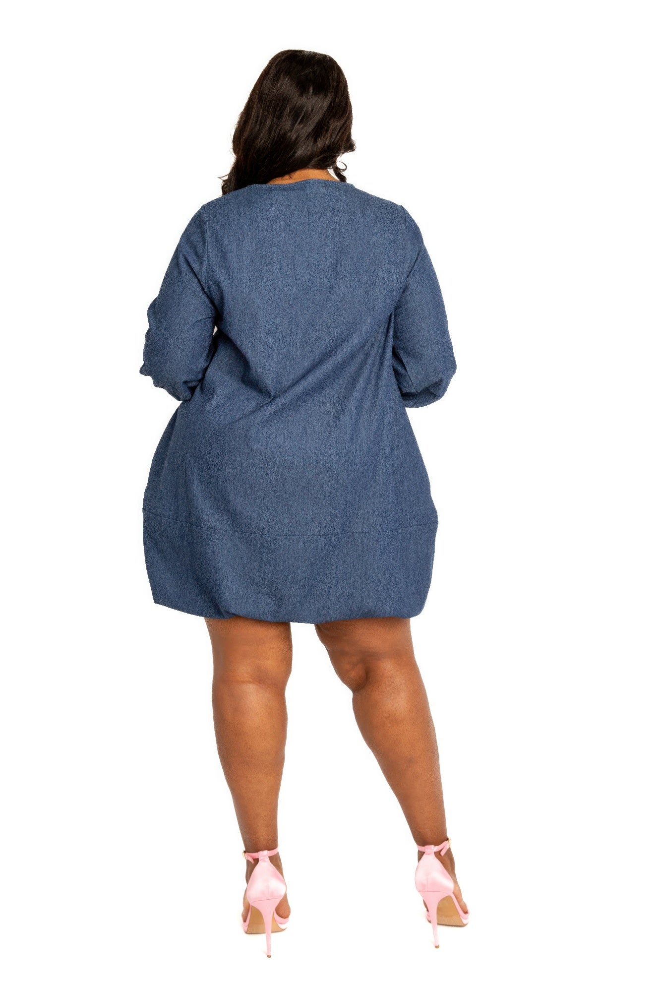 Washed denim bubbled dress, This trendy piece is perfect for both casual outings and special occasions