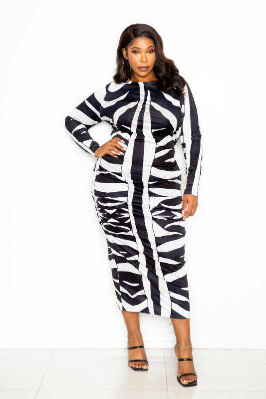 Animal print ruched bodycon dress, Show off your wild side