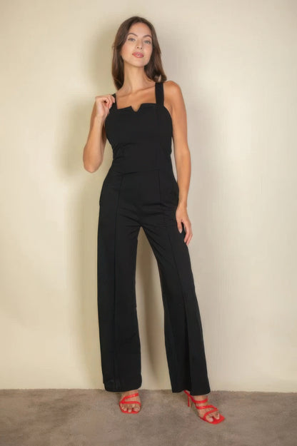 Notched neck Cami jumpsuit, a flattering notched neckline