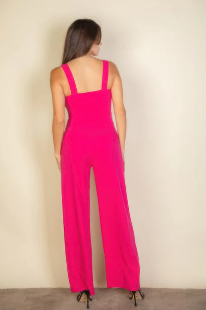 Notched neck Cami jumpsuit, a flattering notched neckline