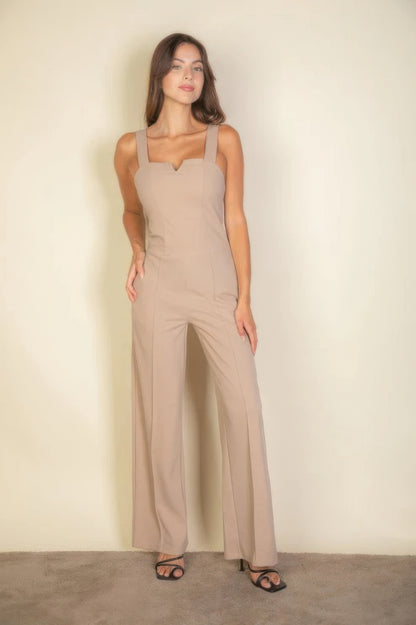 Notched neck Cami jumpsuit, a flattering notched neckline