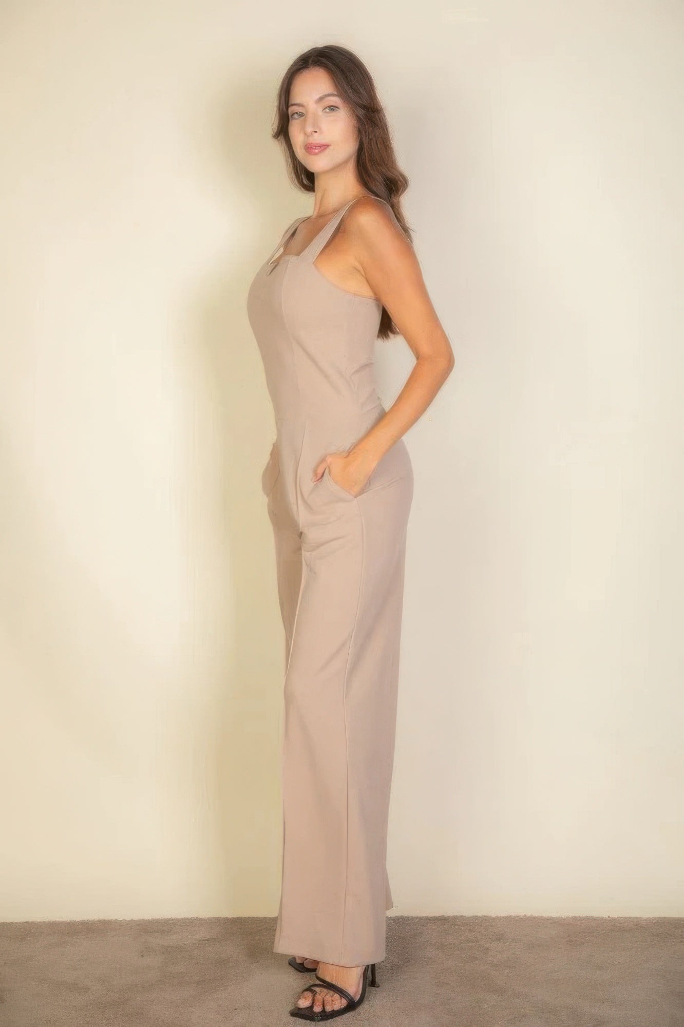 Notched neck Cami jumpsuit, a flattering notched neckline