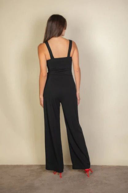 Notched neck Cami jumpsuit, a flattering notched neckline