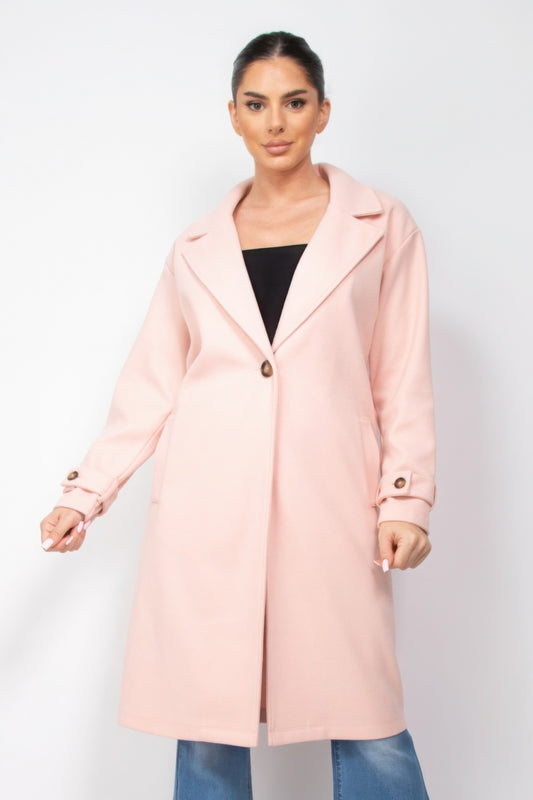 Collar pocketed coat, chic and stylish while staying warm