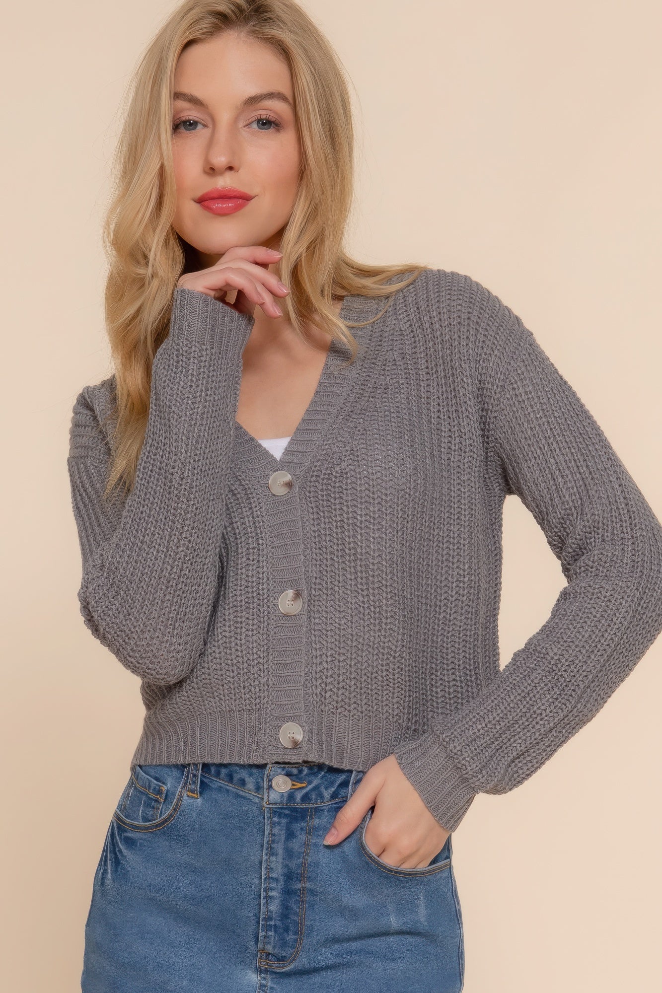 Long sleeve V-neck sweater cardigan, Stay cozy and stylish