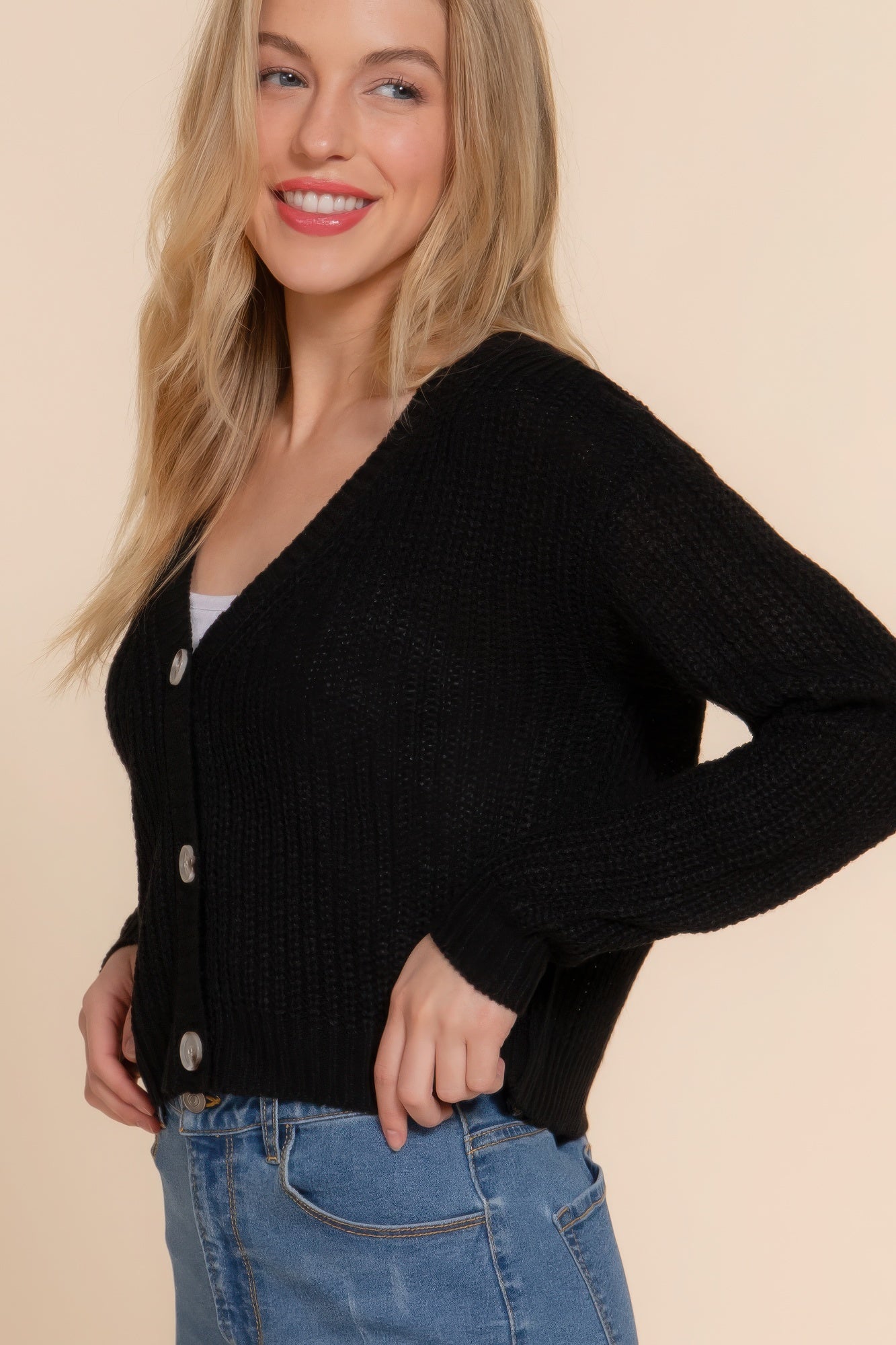 Long sleeve V-neck sweater cardigan, Stay cozy and stylish