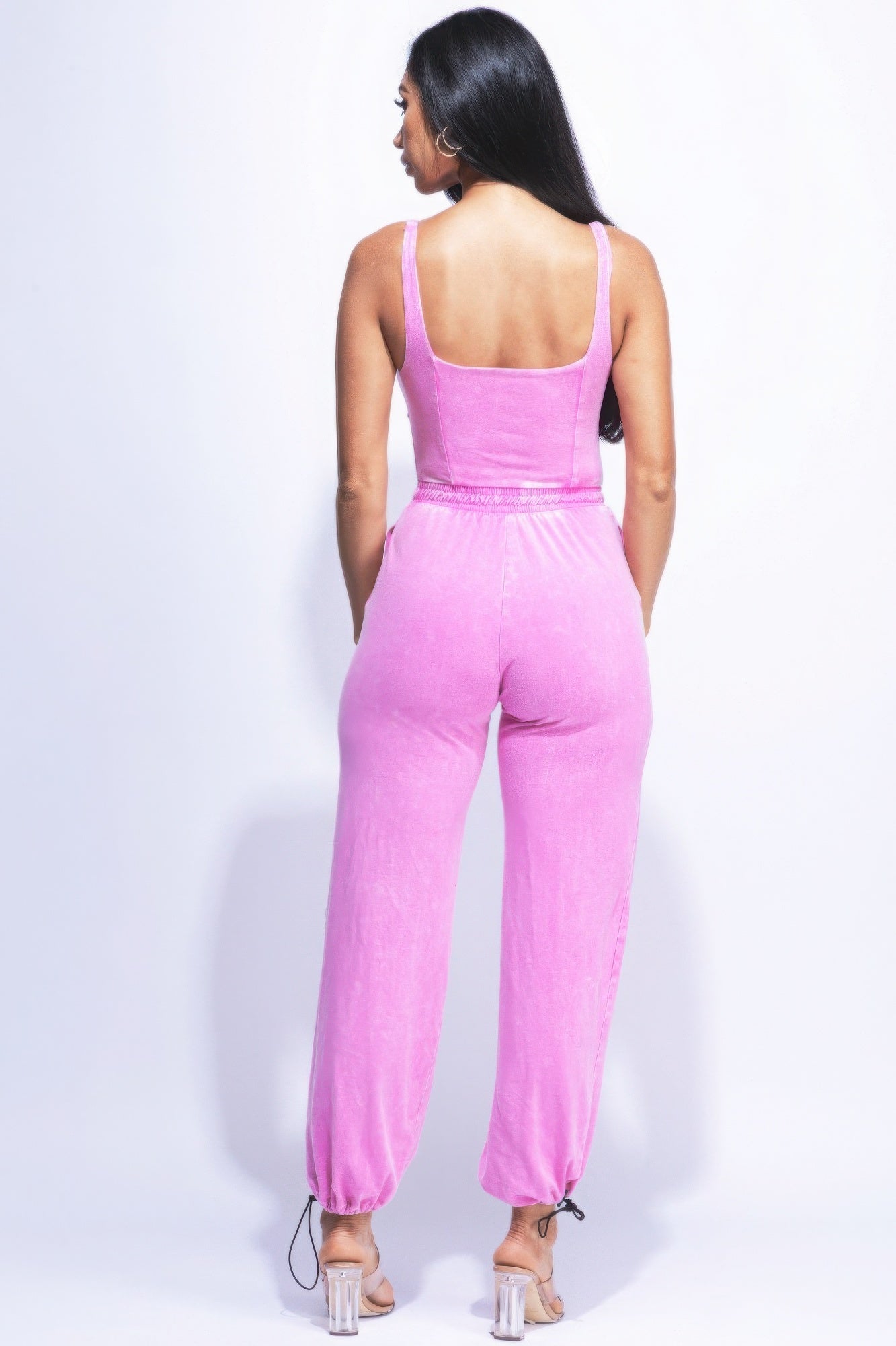 Washed Jumpsuit with an Adjustable Ankle