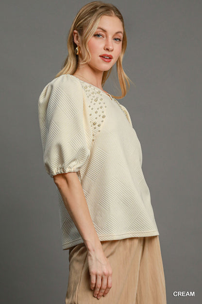 Puff Sleeve Knit Top a blend of elegance + comfort