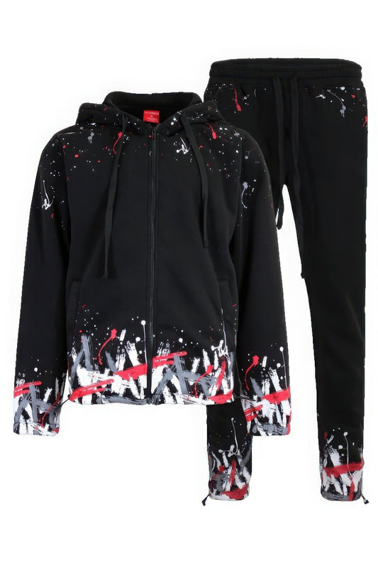 Dragonfly Lane Boutique Men's Paint Splatter Fleece Set