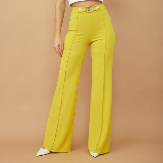 Dragonfly Lane Boutique Cg Buckle And Button Detail Pants APPAREL