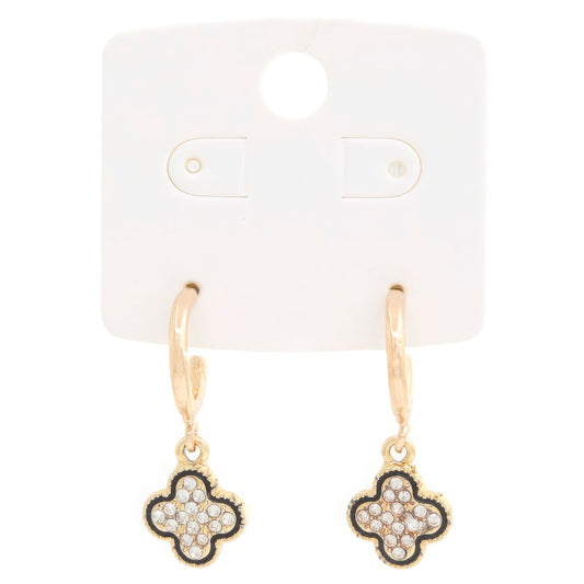 Dragonfly Lane Boutique Clover Charm Open Hoop Earring JEWELRY