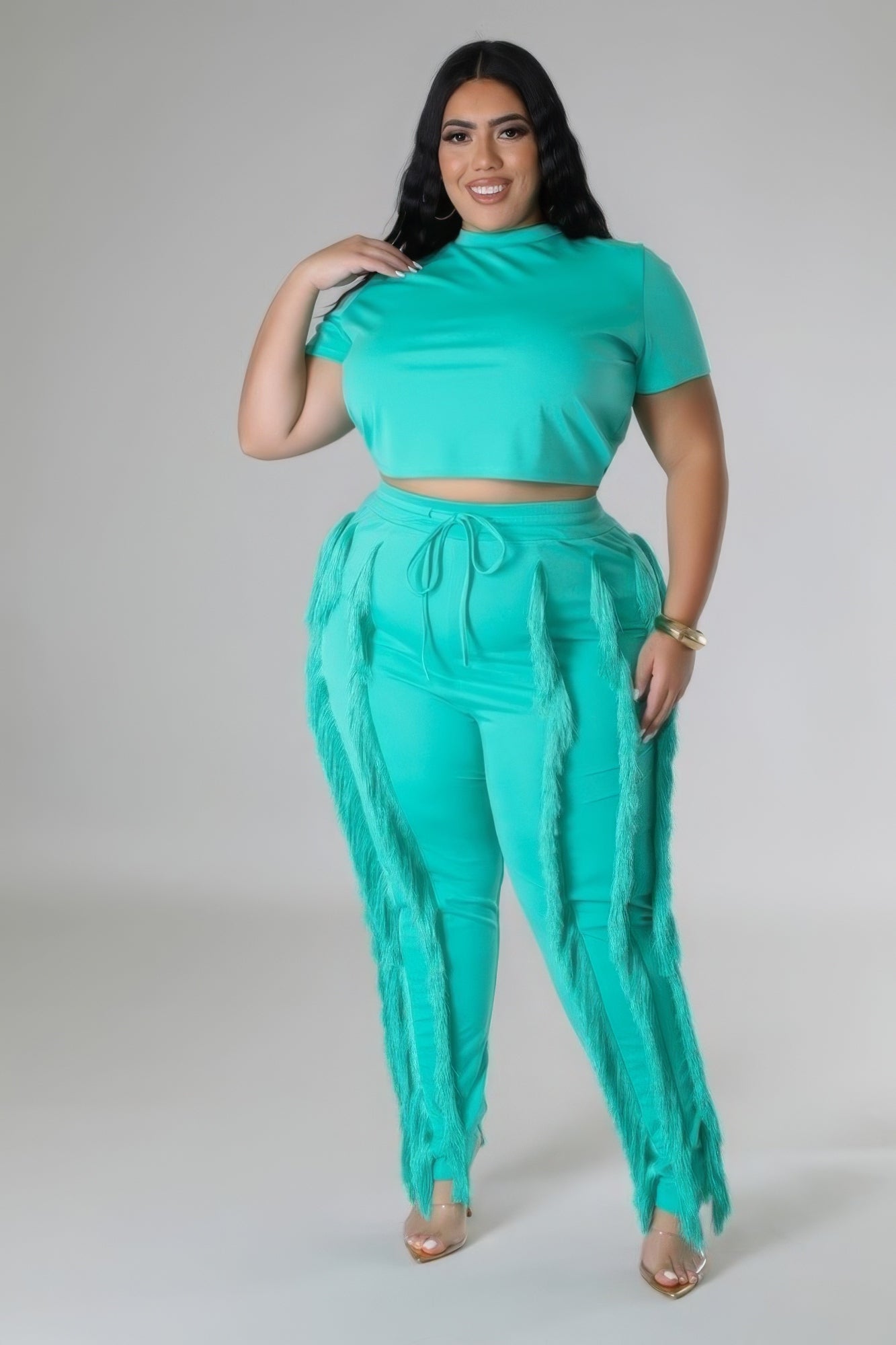 Dragonfly Lane Boutique Crop Top Two-piece Set PLUS SIZE