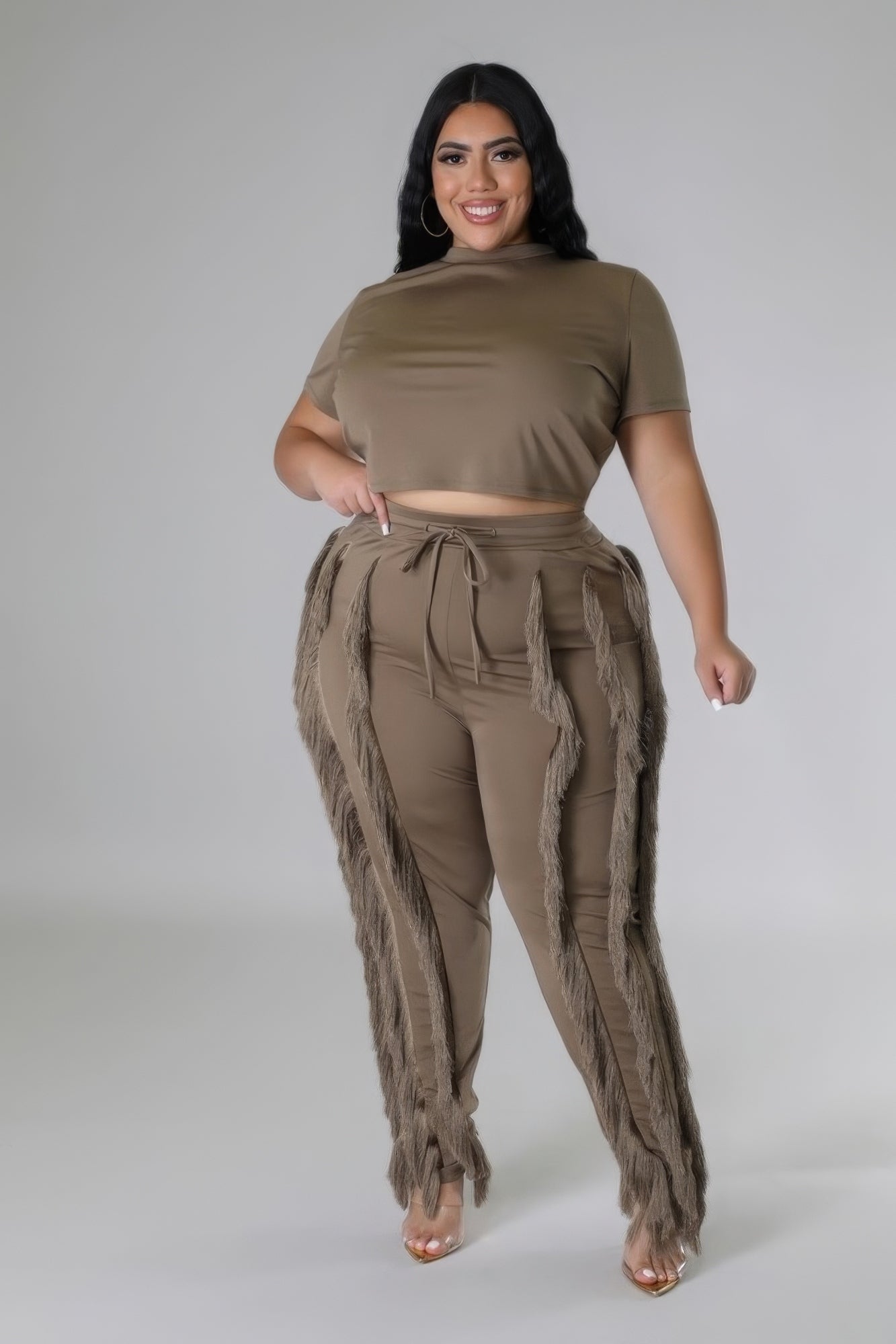 Dragonfly Lane Boutique Crop Top Two-piece Set PLUS SIZE