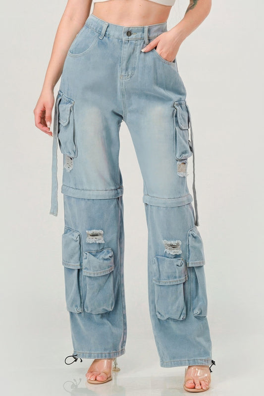 Dragonfly Lane Boutique Denim Cargo Jeans APPAREL