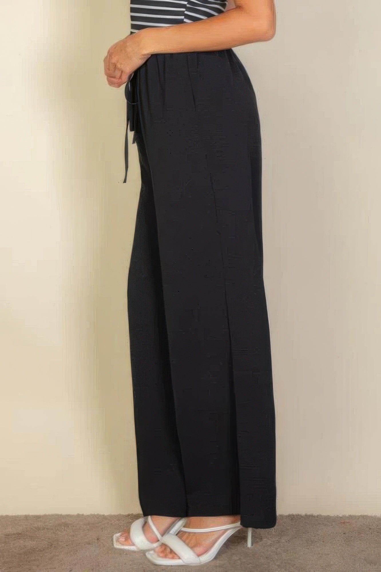 Dragonfly Lane Boutique Drawstring Waist Wide Leg Minimalist Pants APPAREL