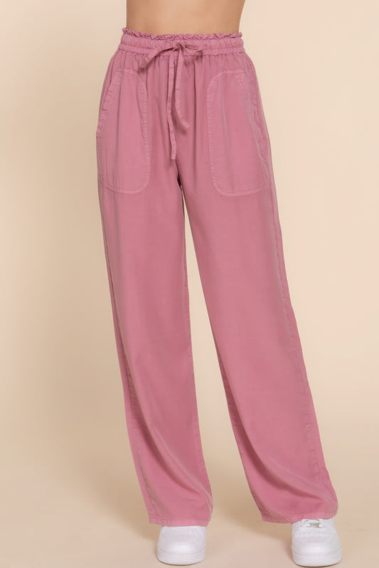 Dragonfly Lane Boutique Elastic Waist Tencel Long Pants APPAREL