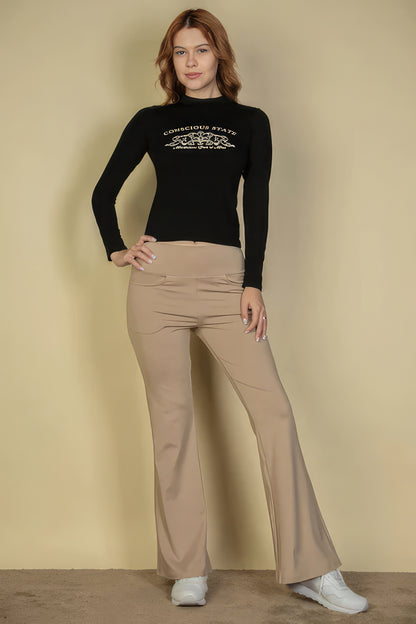 Dragonfly Lane Boutique High Waisted Front Pocket Flare Pants SALE