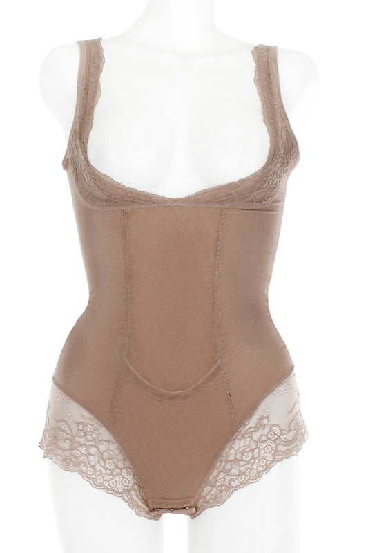 Dragonfly Lane Boutique Mesh With Floral Lace Shapewear Bodysuit