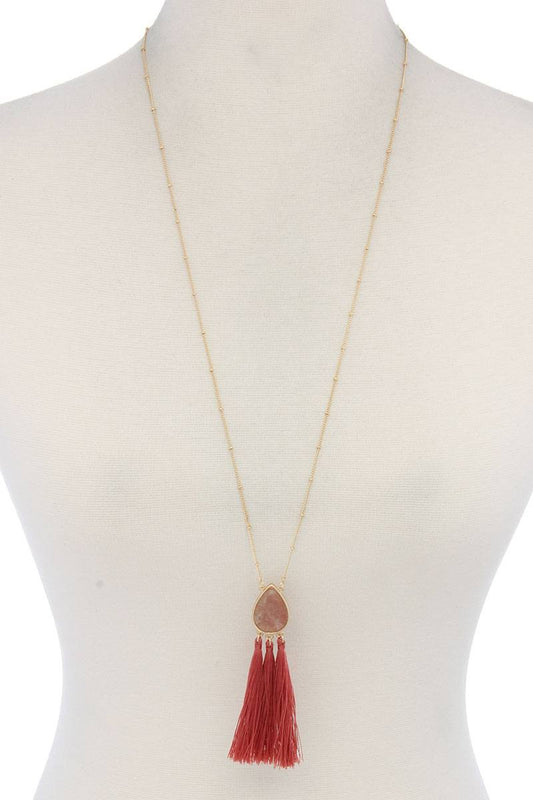 Dragonfly Lane Boutique Teardrop Shape Tassel Pendant Necklace SALE