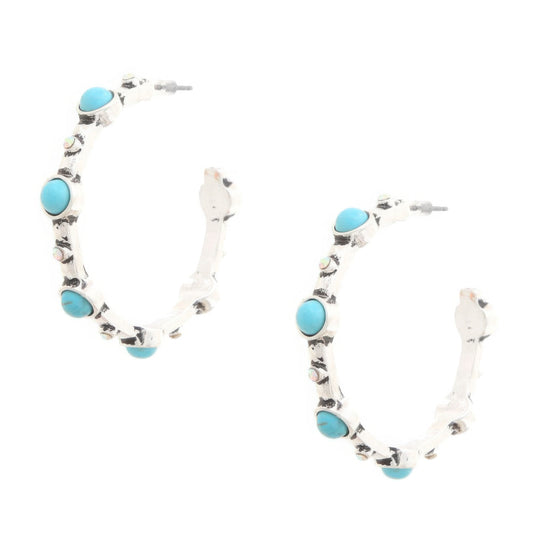 Dragonfly Lane Boutique Western Turquoise Bead Open Hoop Earring JEWELRY