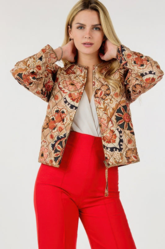 Dragonfly Lane Boutique Zip Up Multi-print Jacket APPAREL